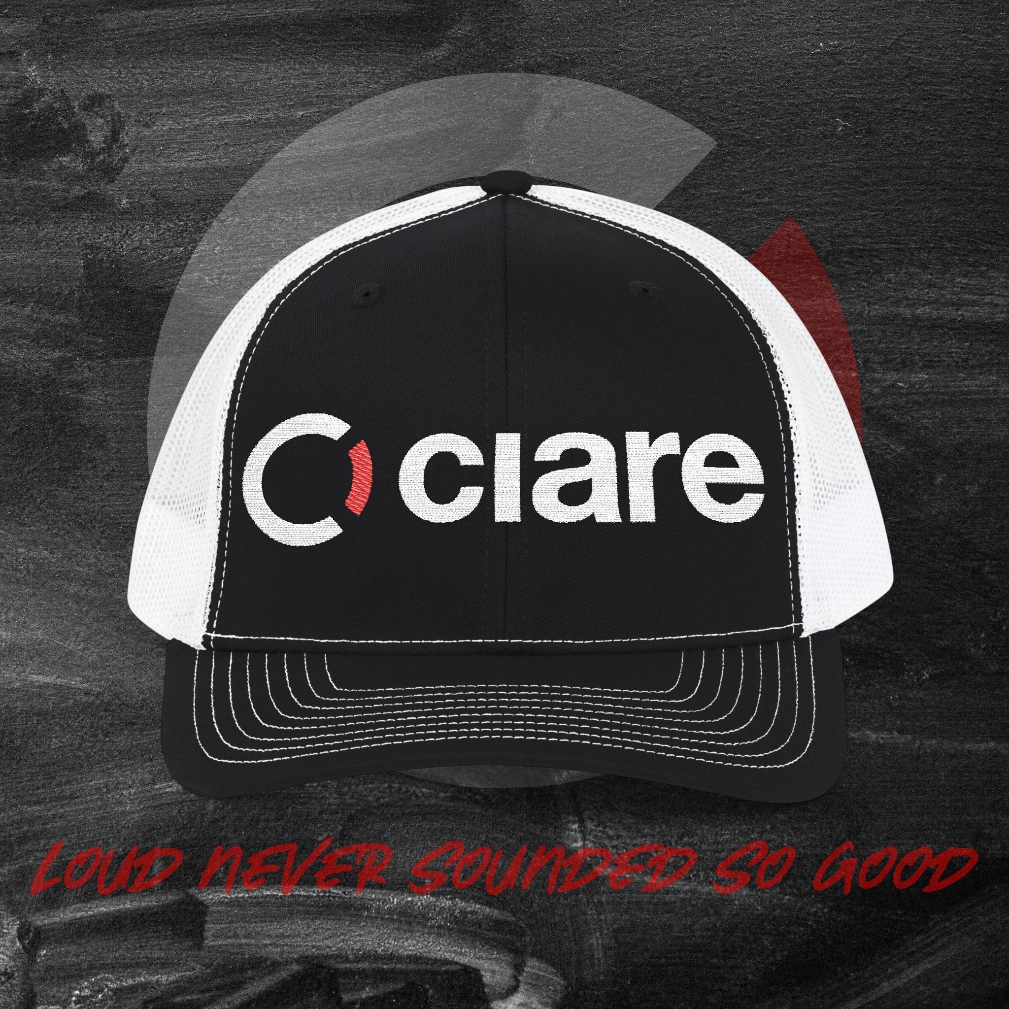 Ciare Embroidered Trucker Hat – Black/White Snapback Mesh Cap