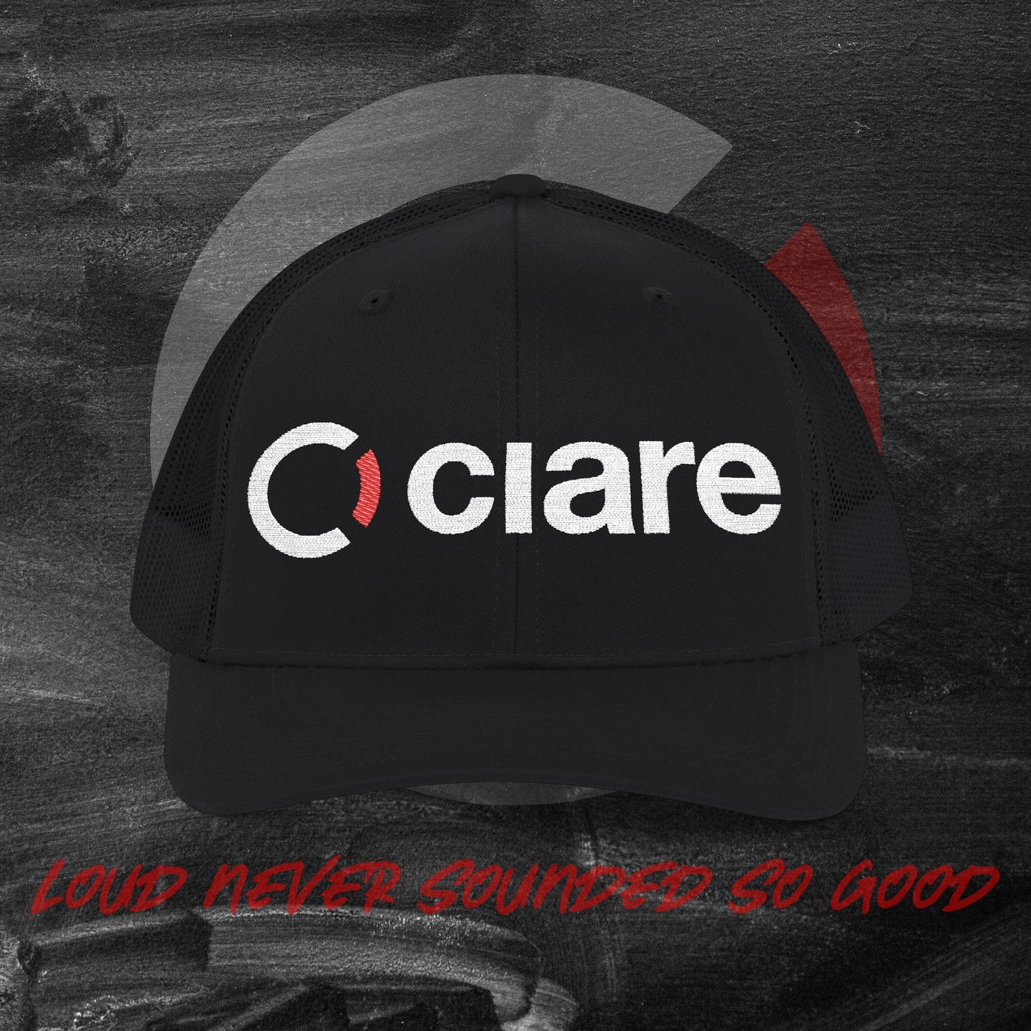 Ciare Embroidered Trucker Hat – Black/White Snapback Mesh Cap